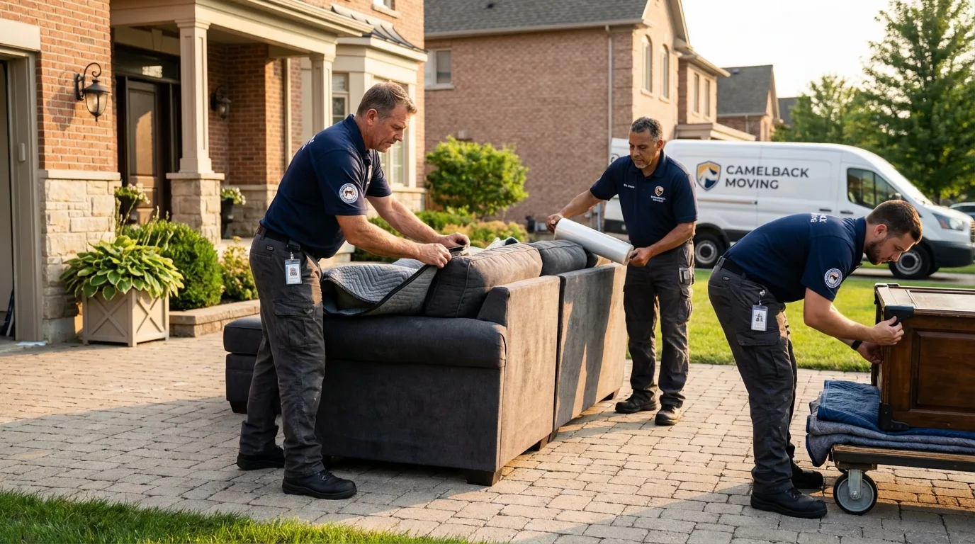 Large estate moving crew wrapping furniture in Centerville, TX